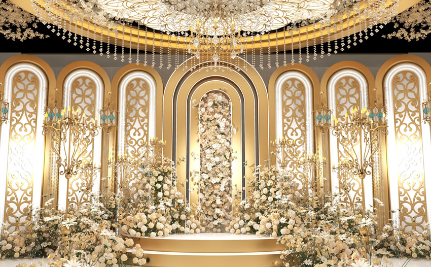 旌阳香槟色调婚礼堂效果展示